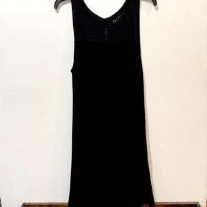 Black shift dress with woven details on top - loft - size L